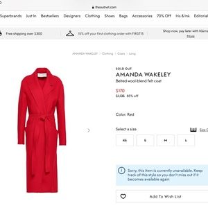MEGHAN MARKLE FAVORITE DESIGNER AMANDA WAKELEY RED COAT SIZE XS
